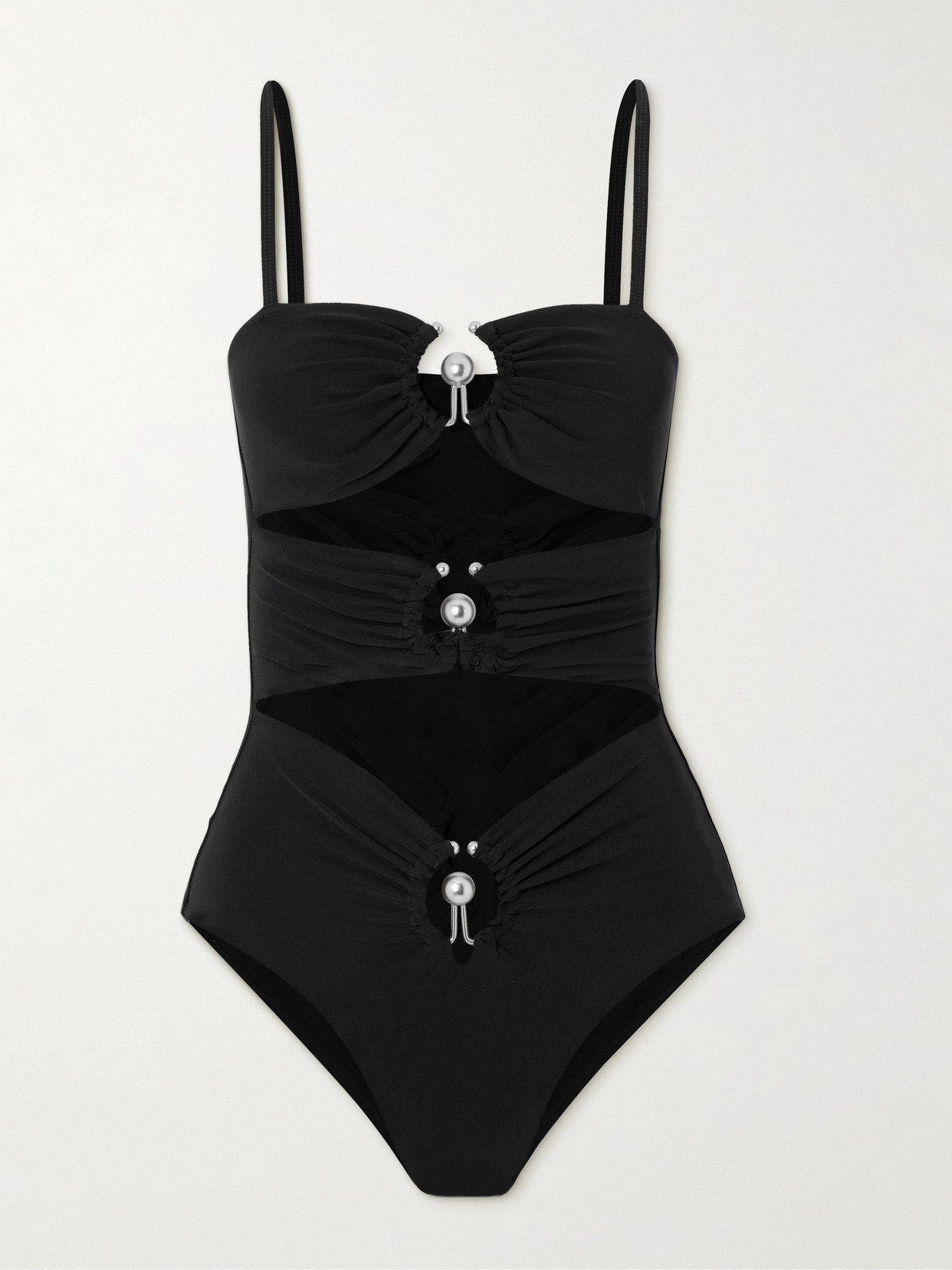 Christopher Esber Cutout Embellished Swimsuit In Black