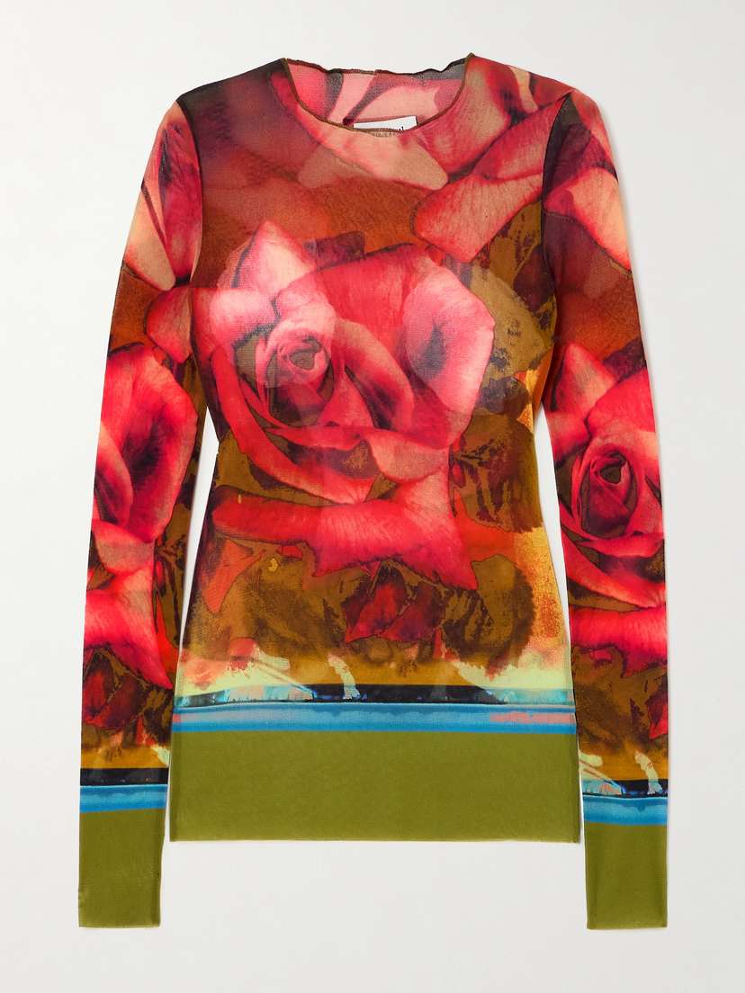 Jean Paul Gaultier Floral-print Mesh Top - xx large