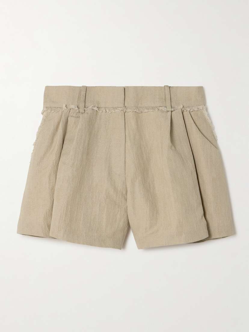 Rabanne Embellished Frayed Pleated Cotton-blend Shorts