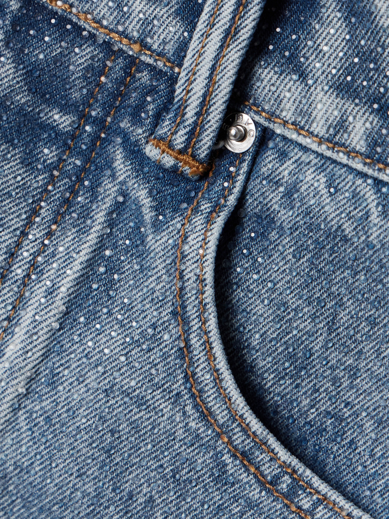 Crystal-Embellished Denim Mini