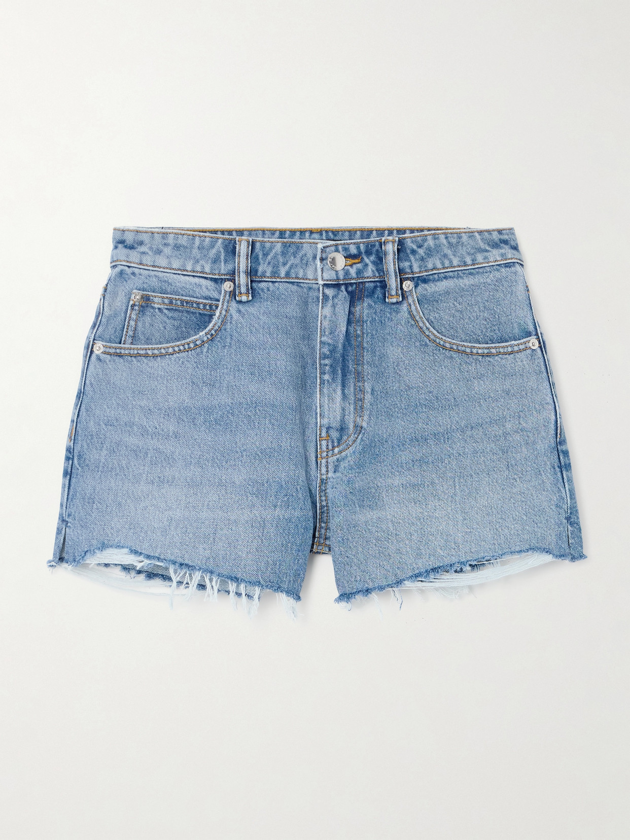 Alexander Wang Bite Distressed Denim Shorts In Blue