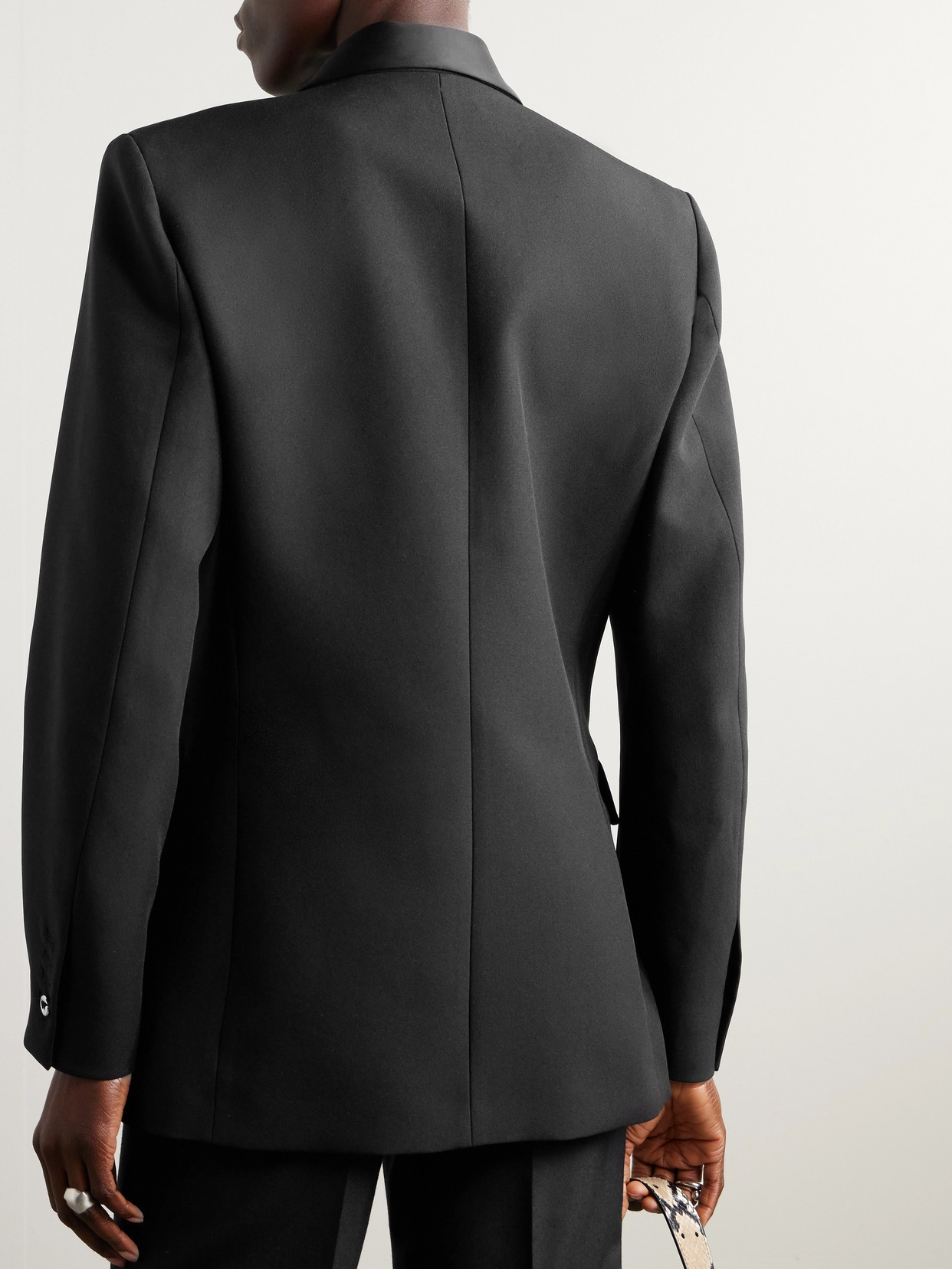 Coperni Double-breasted Satin-trimmed Twill Blazer In Black