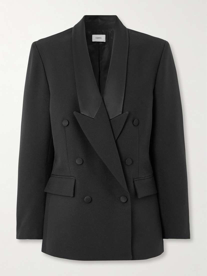 Coperni Double-breasted Satin-trimmed Twill Blazer