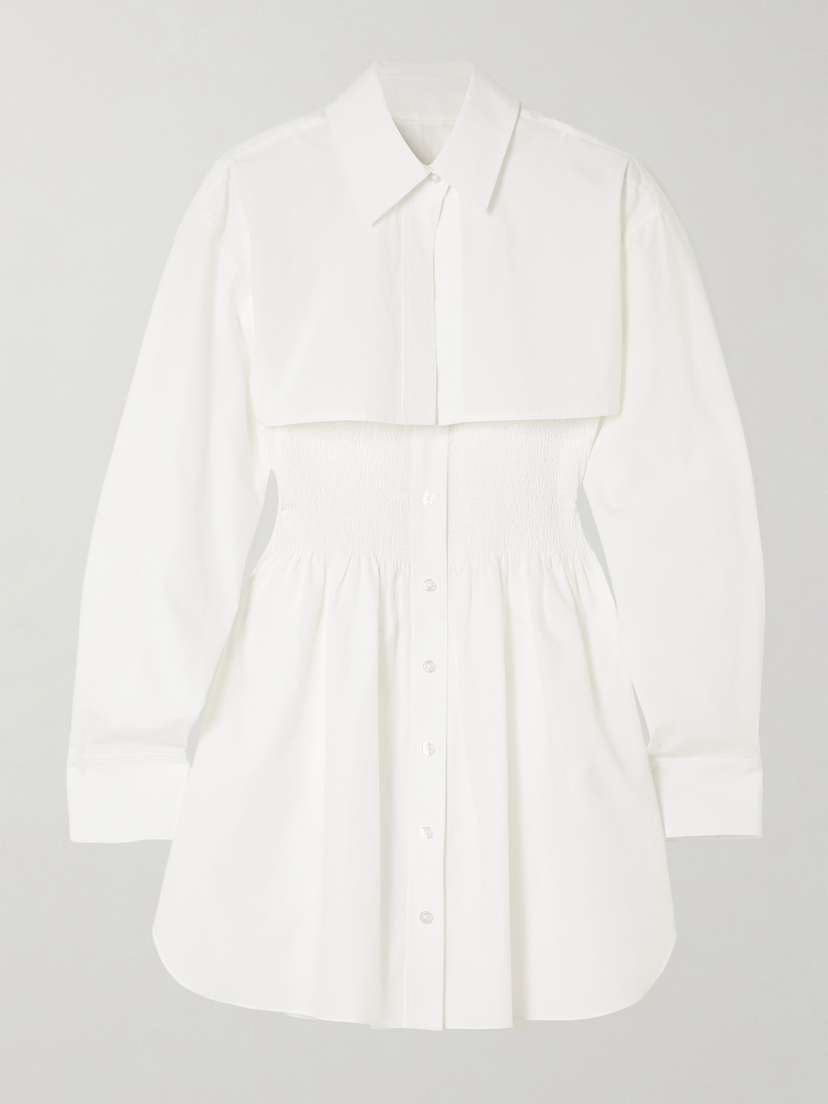 alexanderwang.t Smocked Cotton-poplin Mini Dress And Shirt Set