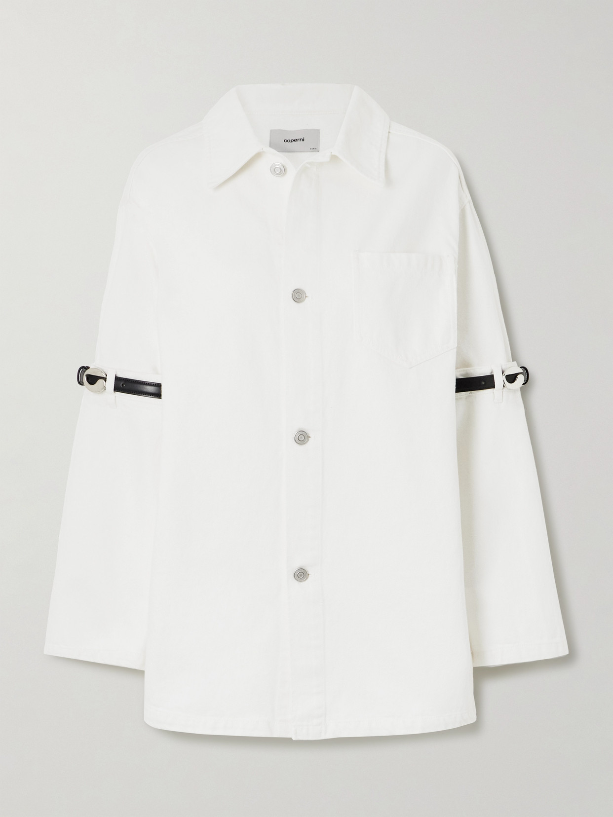 Coperni - Oversized Leather-trimmed Paneled Denim Jacket - White