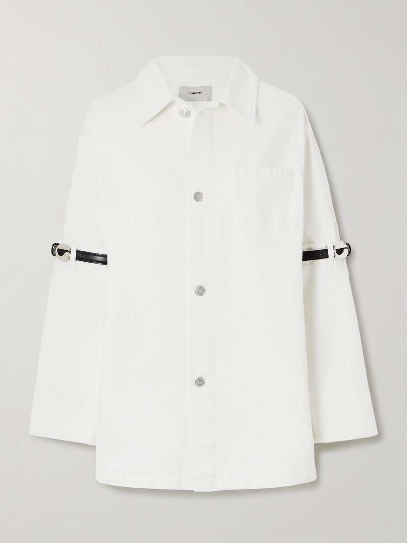 Coperni Oversized Leather-trimmed Paneled Denim Jacket - x large
