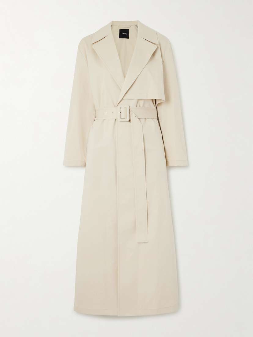 Theory Belted Organic Cotton-blend Twill Trench Coat