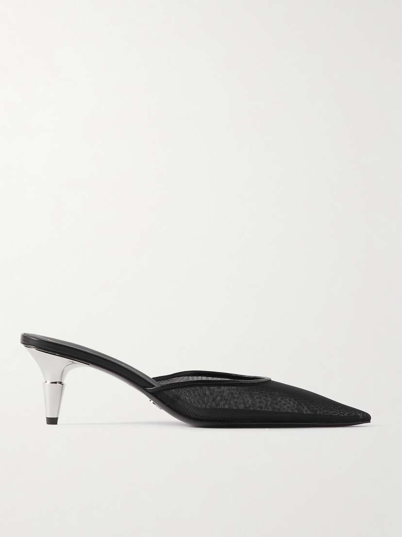 Proenza Schouler Spike Leather-trimmed Mesh Point-toe Mules