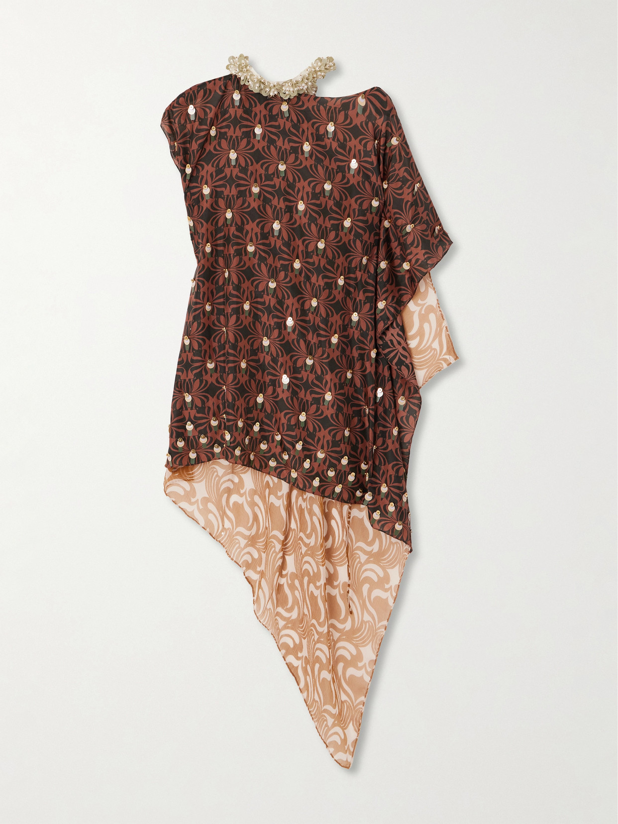 Dries Van Noten - Embellished Silk-chiffon And Crepon Top - Black