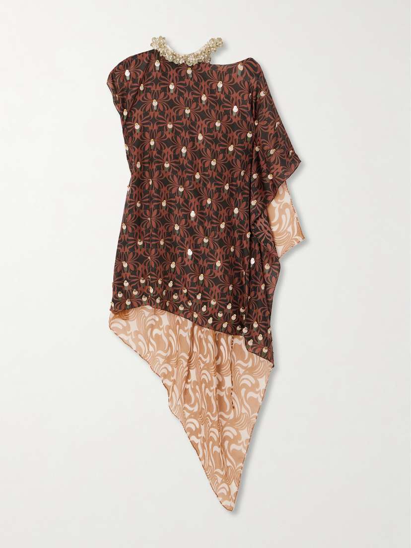 Dries Van Noten Embellished Silk-chiffon And Crepon Top
