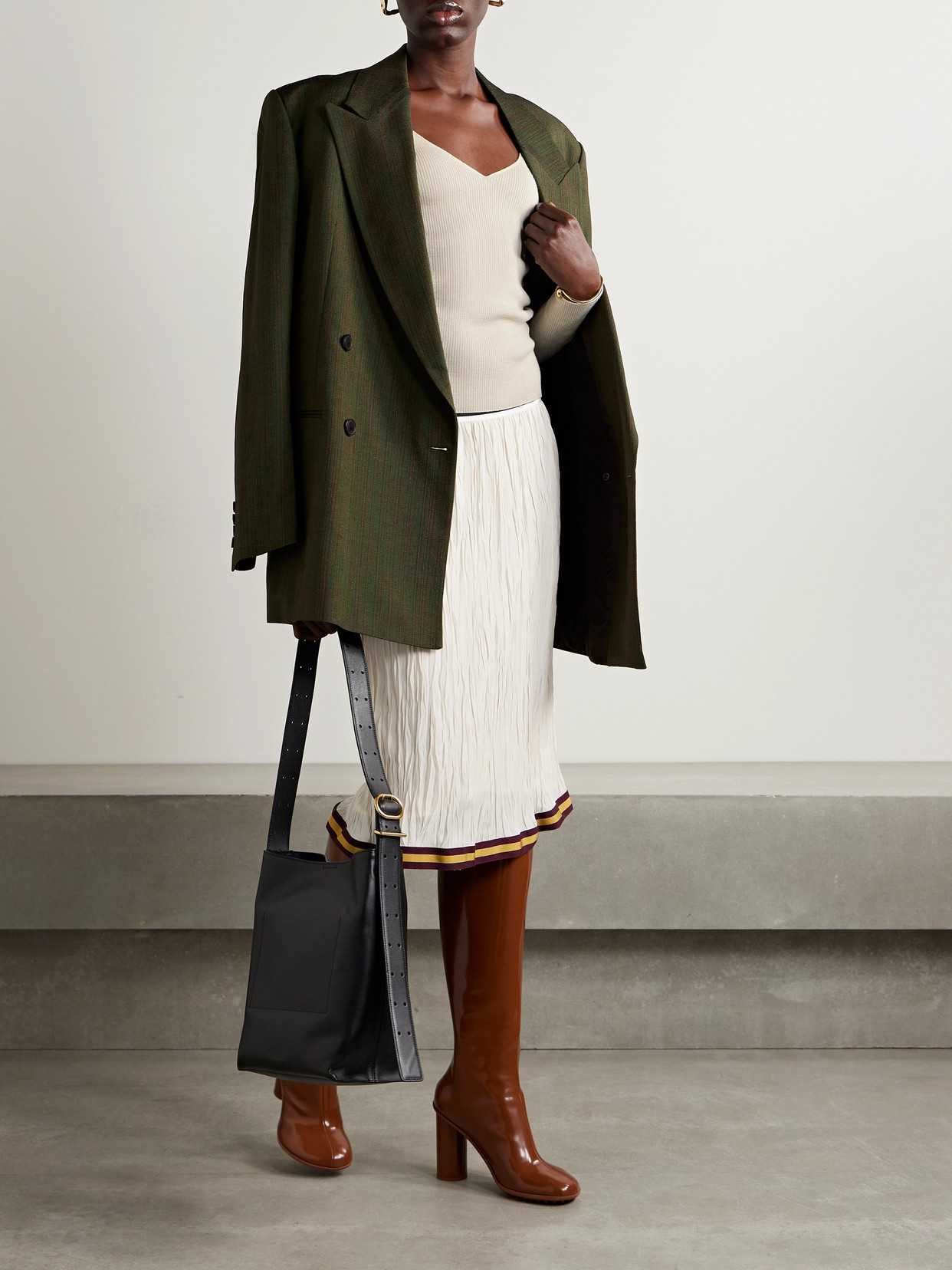Dries Van Noten Ribbed Merino Wool Sweater In Neutrals