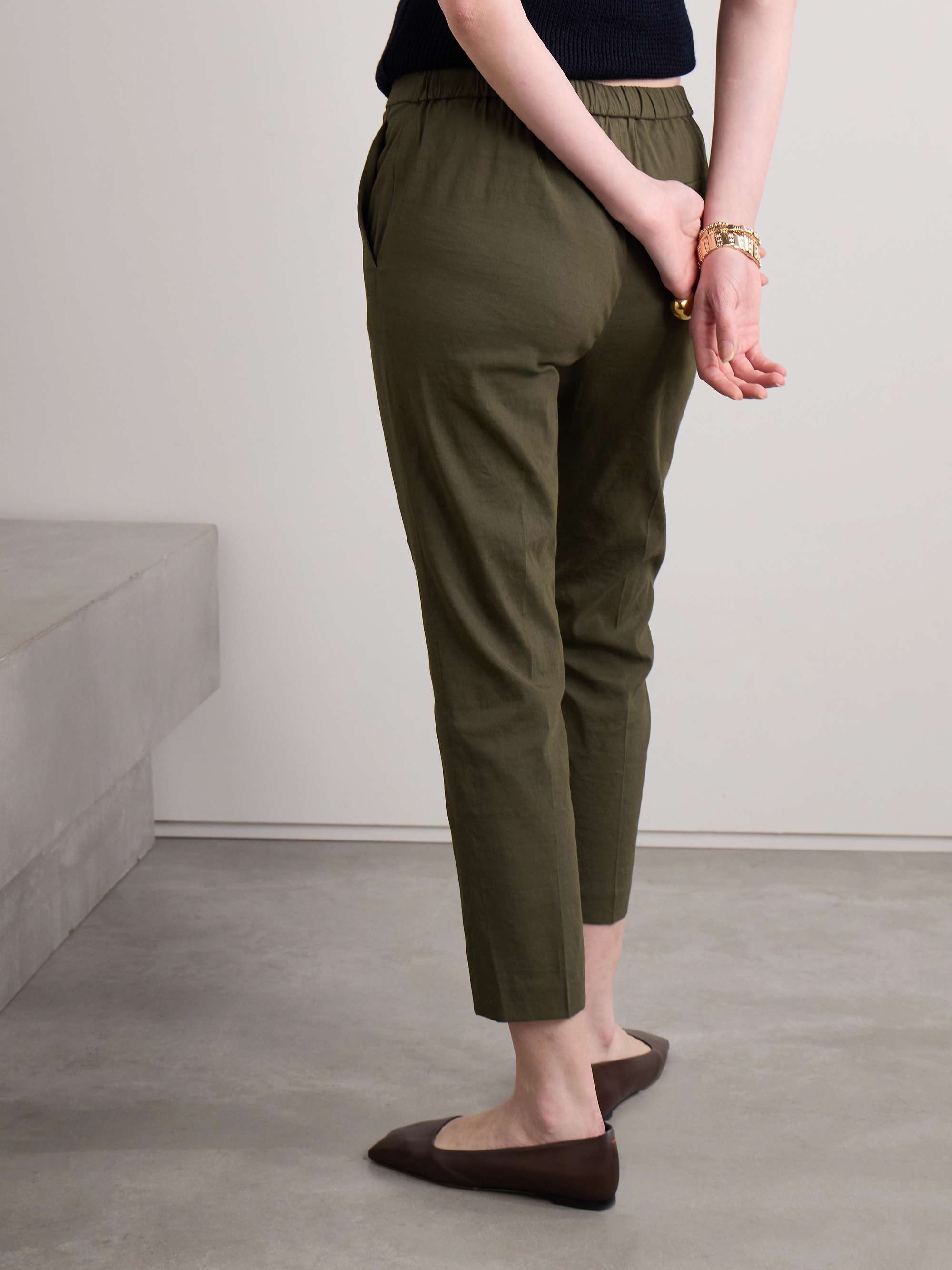 THEORY Treeca cropped stretch linen-blend straight-leg pants