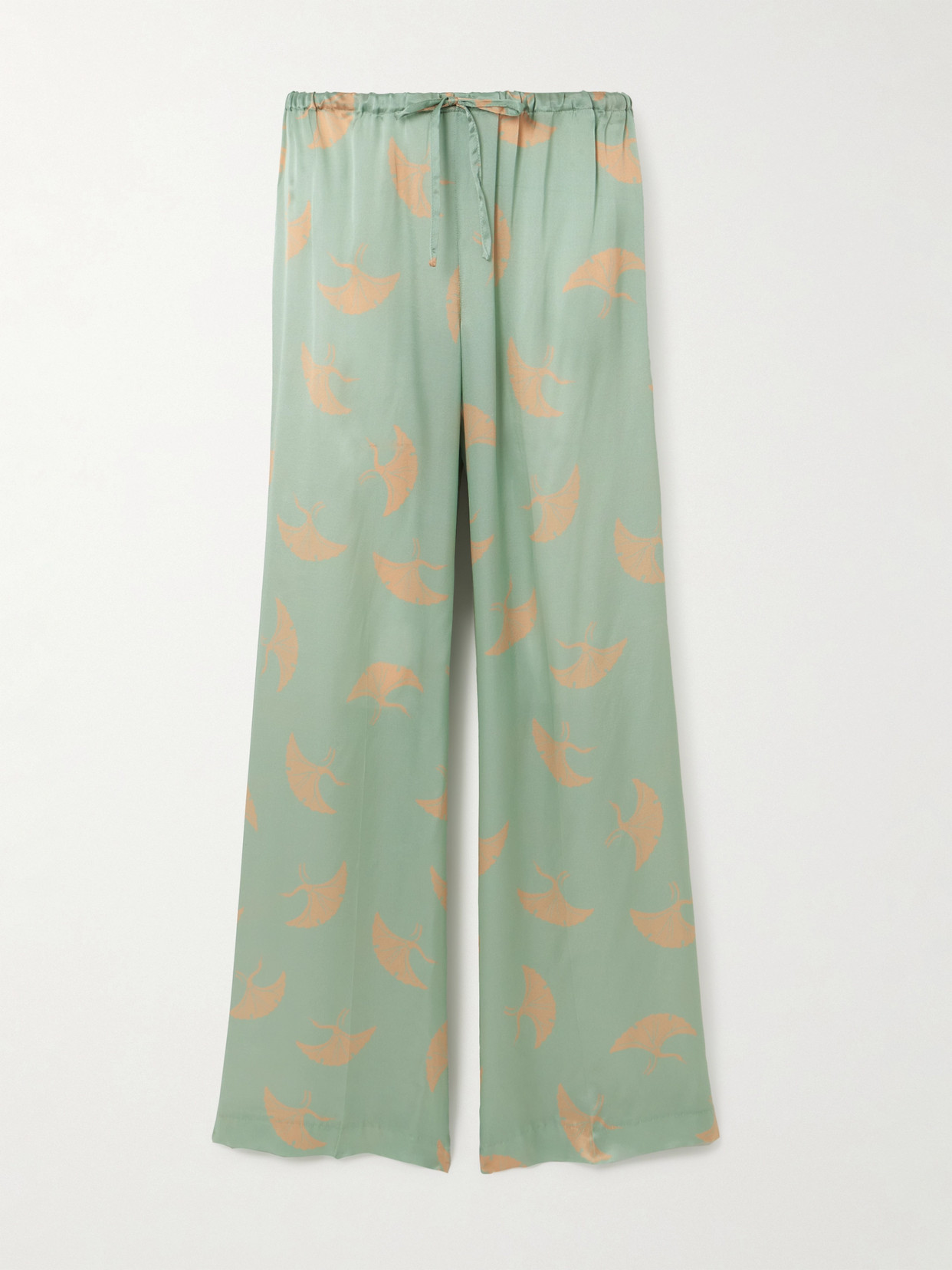 Dries Van Noten Printed Silk-satin Pants - Green