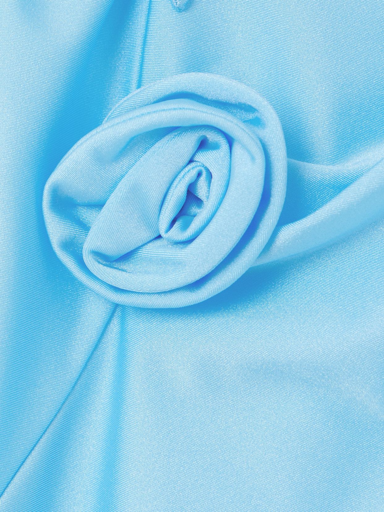 Coperni Floral-appliquéd Stretch-satin Gown In Blue