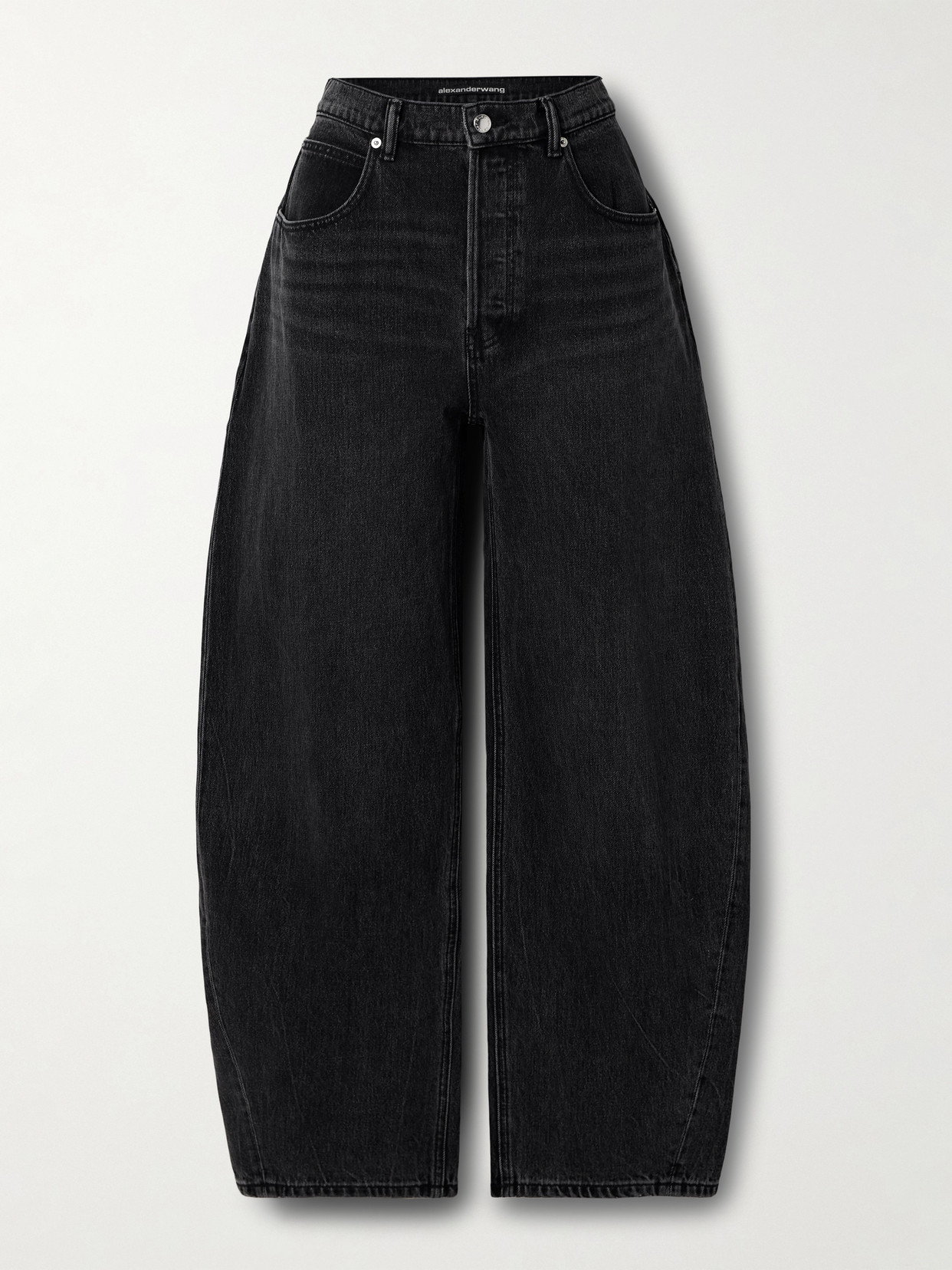 Alexander Wang Mid-rise Barrel-leg Jeans In Gray