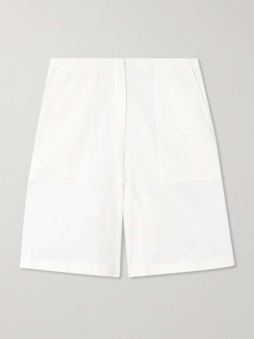 Theory Pleated Linen-blend Shorts