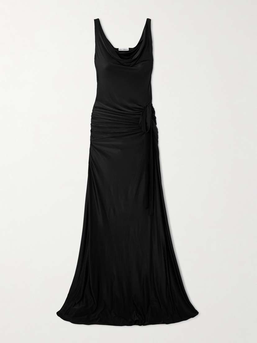 Rabanne Draped Gathered Satin Gown