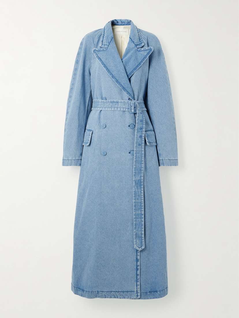 Dries Van Noten Double-breasted Belted Denim Coat