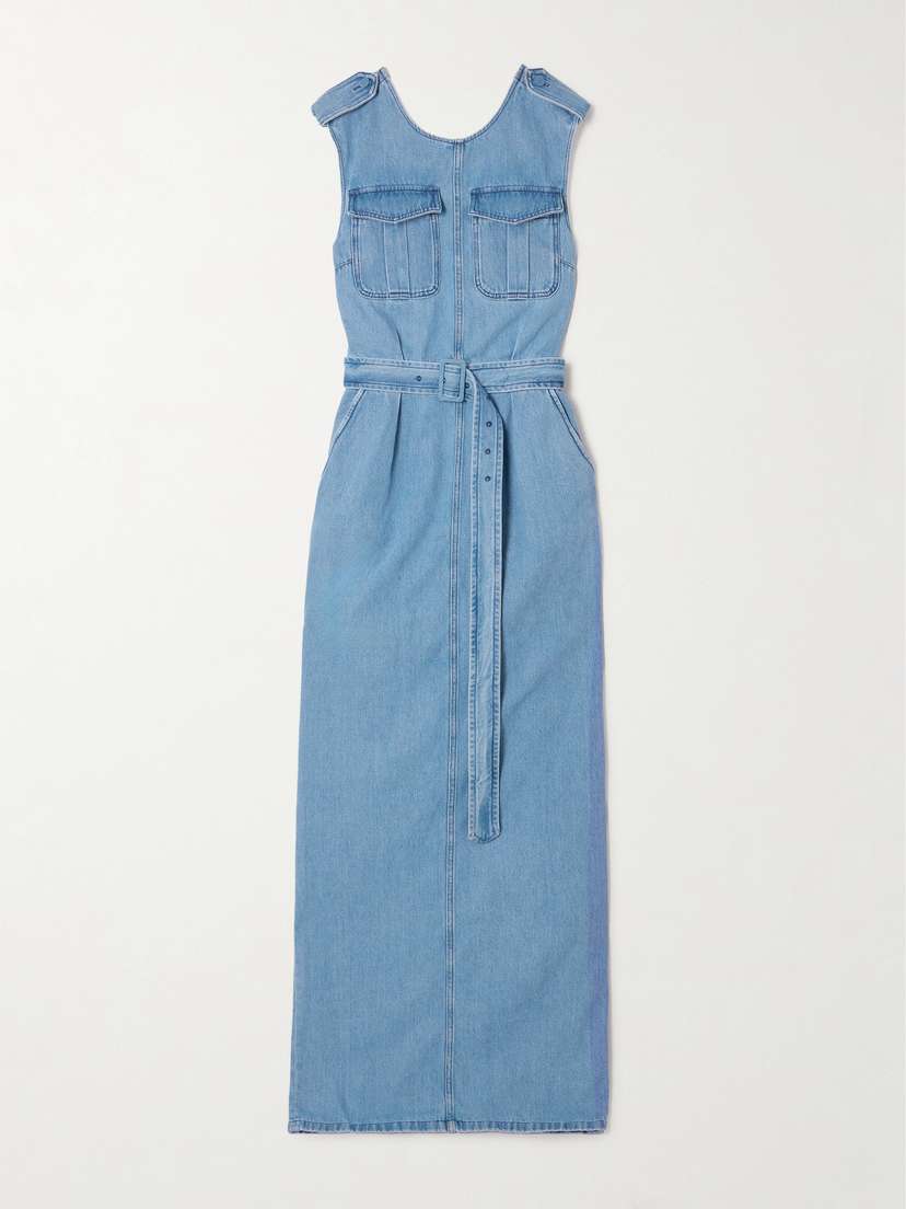 Dries Van Noten Belted Denim Maxi Dress