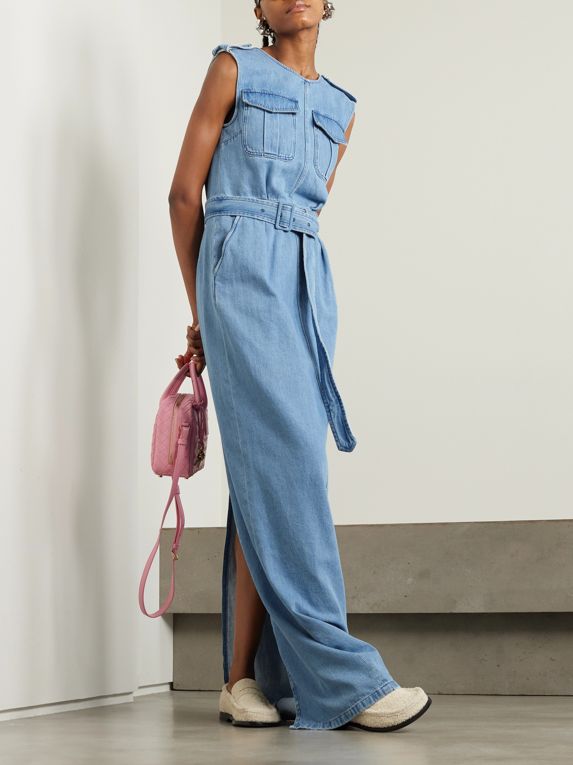 Dries Van Noten Belted denim maxi dress