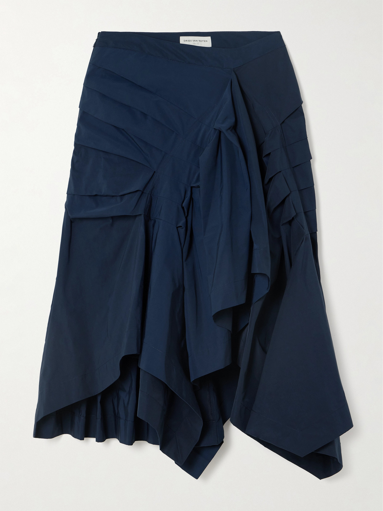 Dries Van Noten - Asymmetric Pintucked Taffeta Skirt - Blue