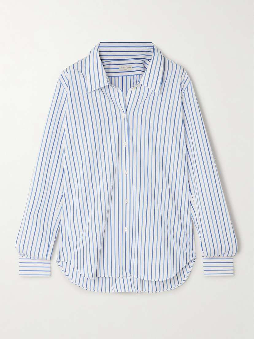 Dries Van Noten Grosgrain-trimmed Striped Cotton-poplin Shirt