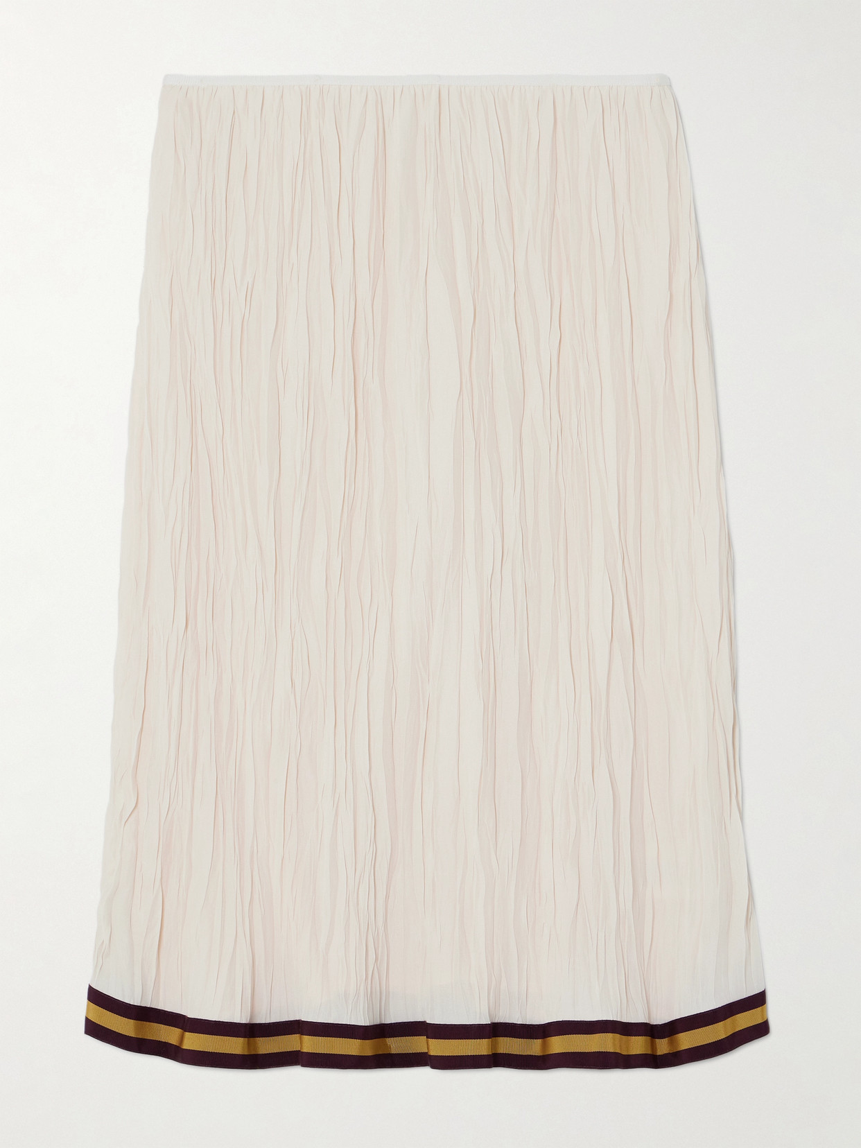 Dries Van Noten Satin-trimmed Crinkled-voile Midi Skirt In White