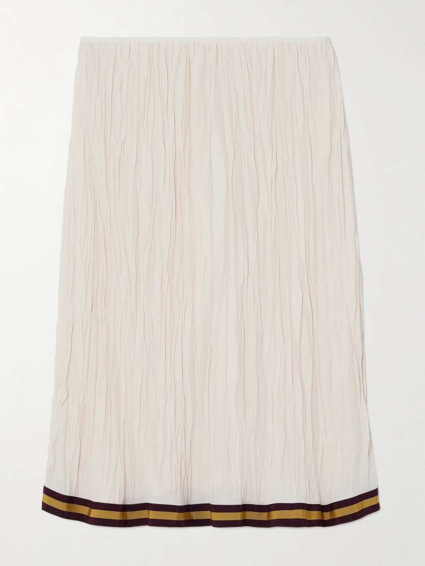 Dries Van Noten Satin-trimmed Crinkled-voile Midi Skirt