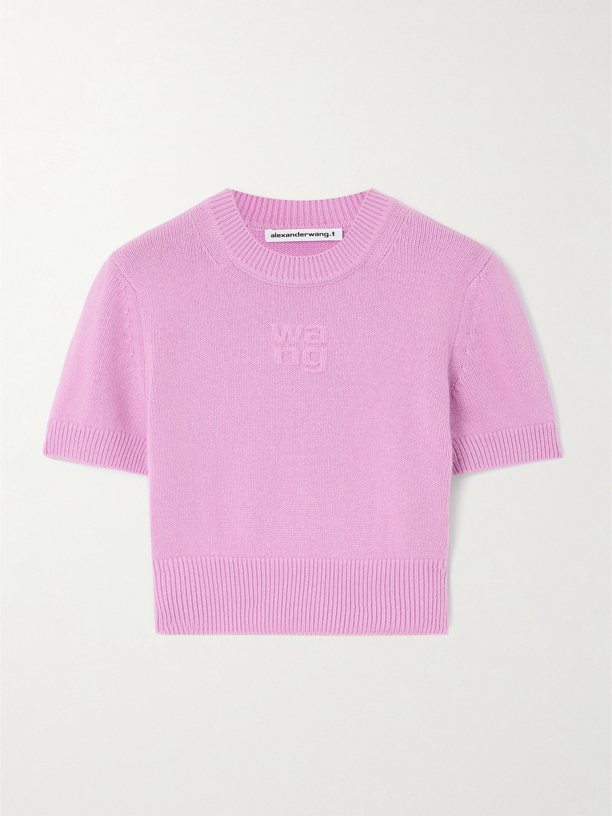 T BY ALEXANDER WANG - Embossed Cotton And Wool-blend Cropped Sweater - Baby pink