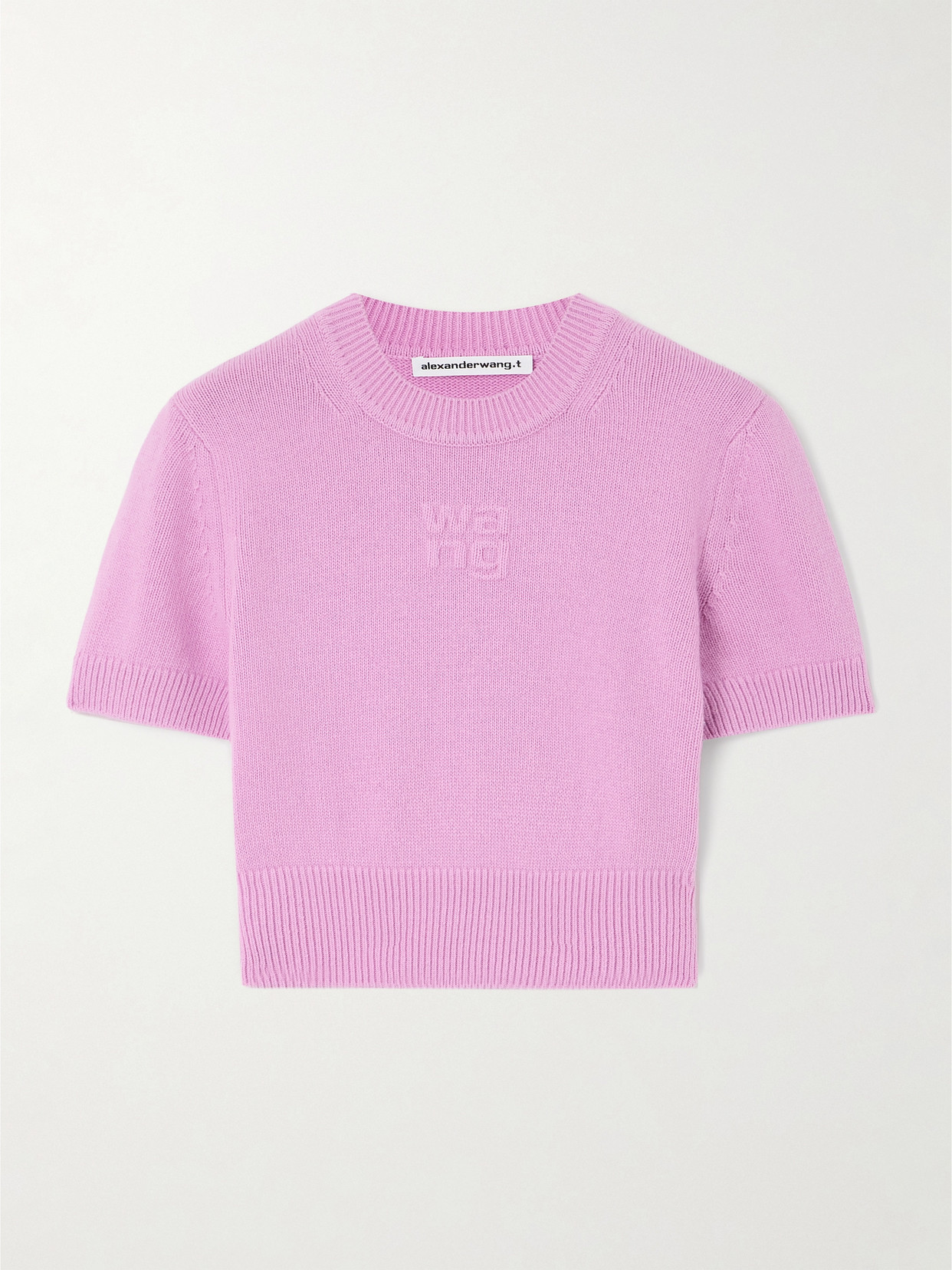 Alexander Wang T Embossed Cotton And Wool-blend Cropped Jumper In Pink