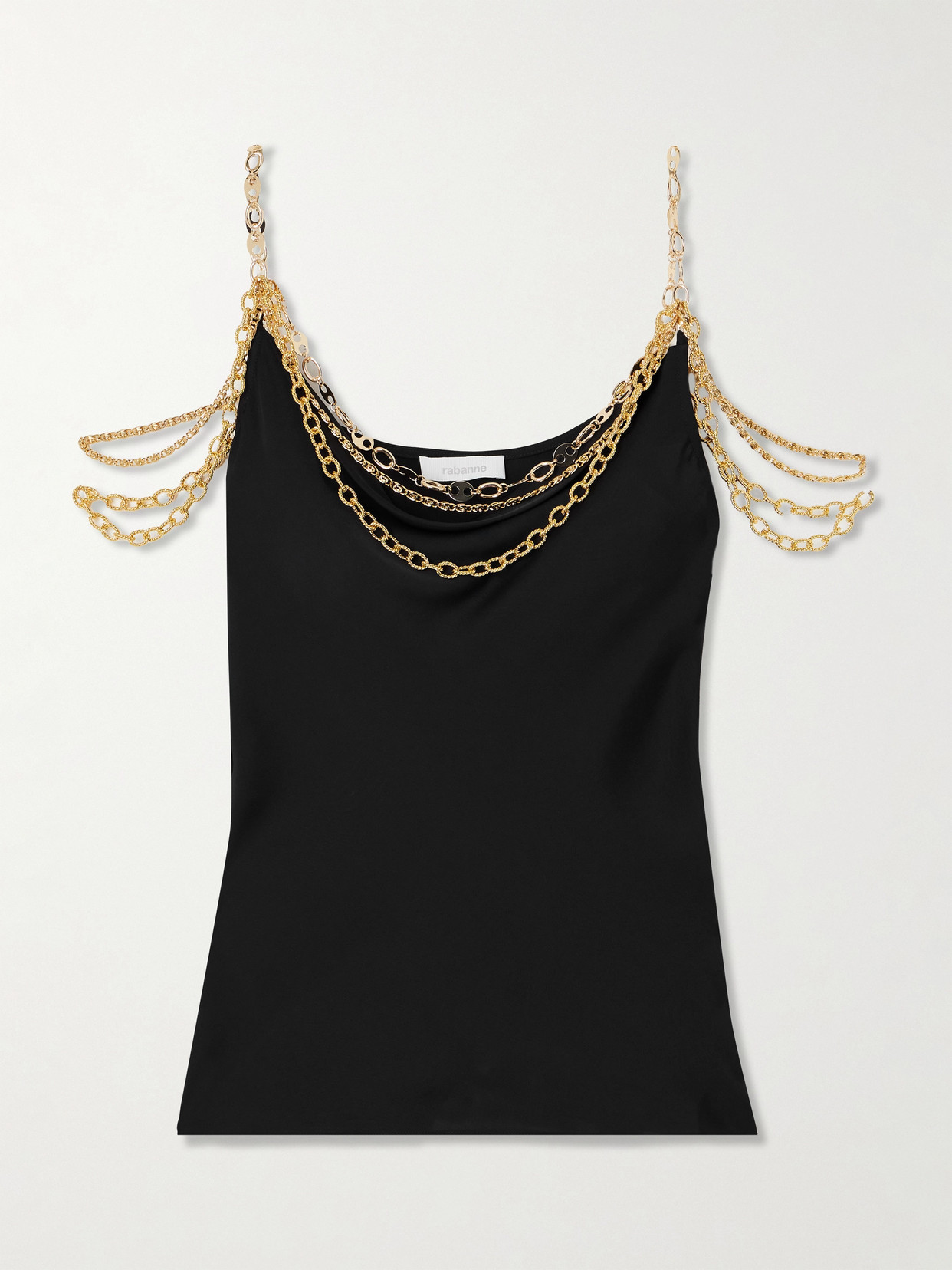 Shop Rabanne Chain-embellished Satin-twill Top In Black