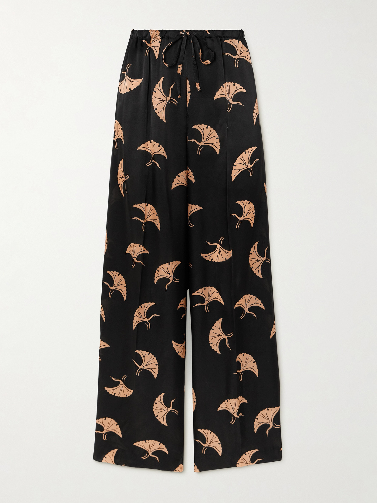 Shop Dries Van Noten Printed Silk-satin Pants In Black