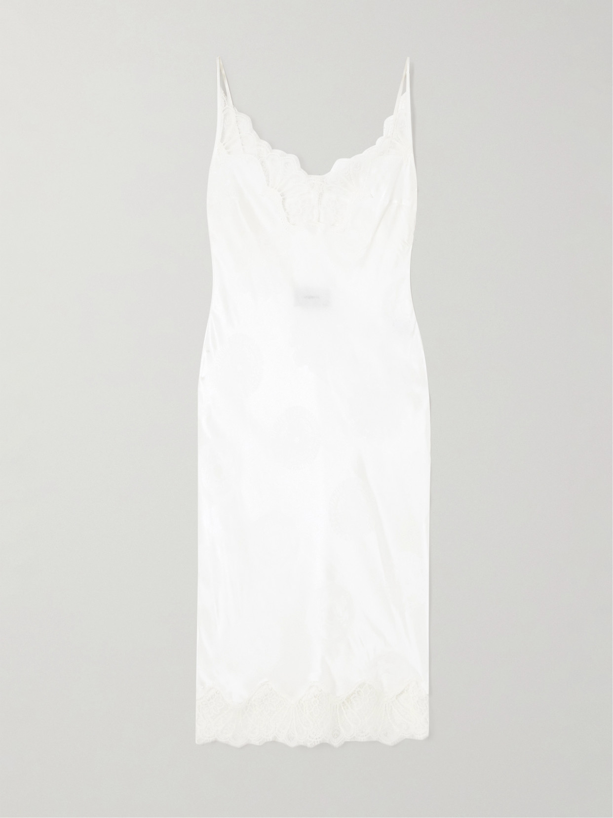 Coperni - Printed Lace-trimmed Satin-jacquard Midi Dress - White