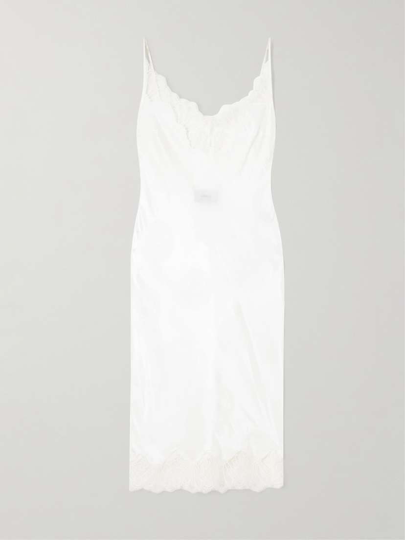 Coperni Printed Lace-trimmed Satin-jacquard Midi Dress