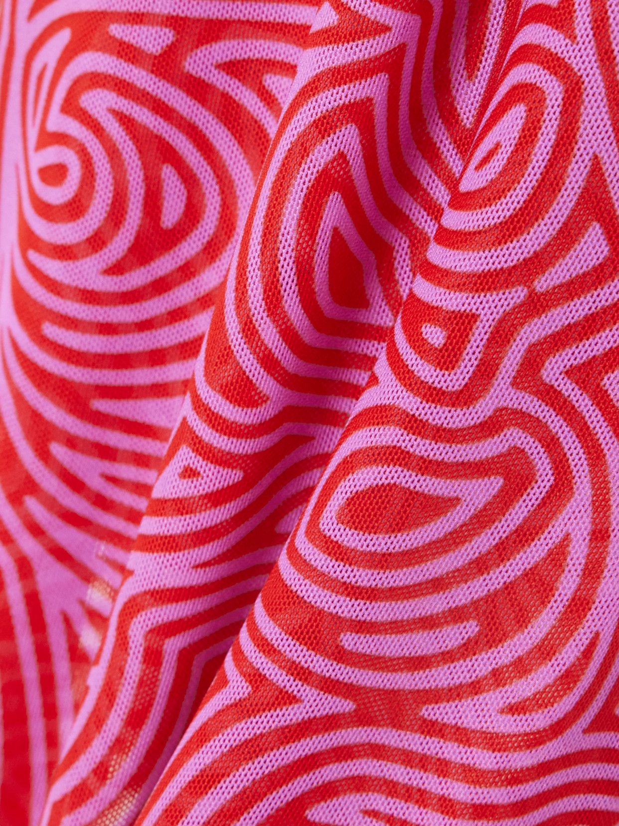 Dries Van Noten Printed Stretch-mesh Turtleneck Top In Red