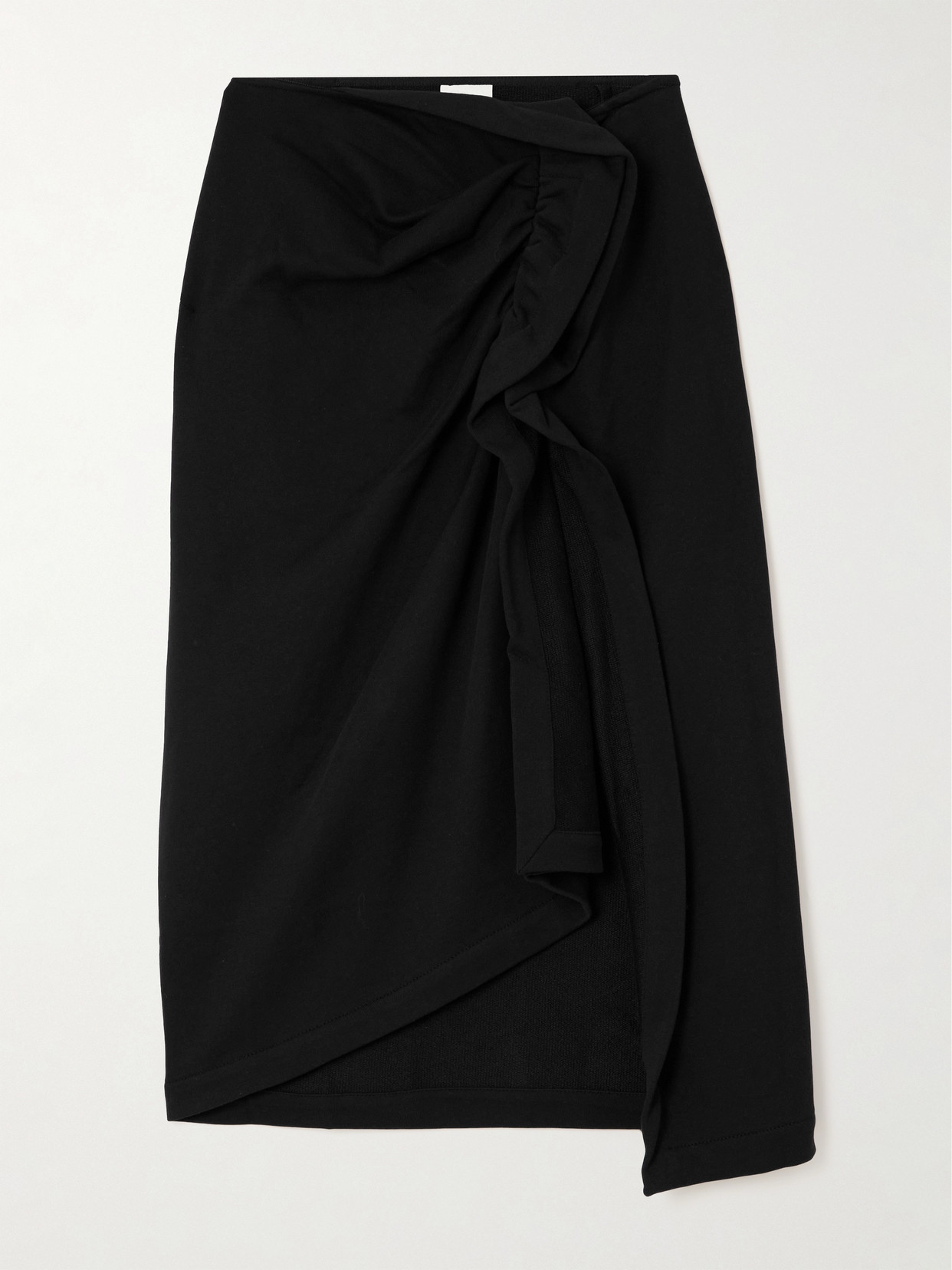 Dries Van Noten Ruffle-trim Cotton Midi Skirt In Black