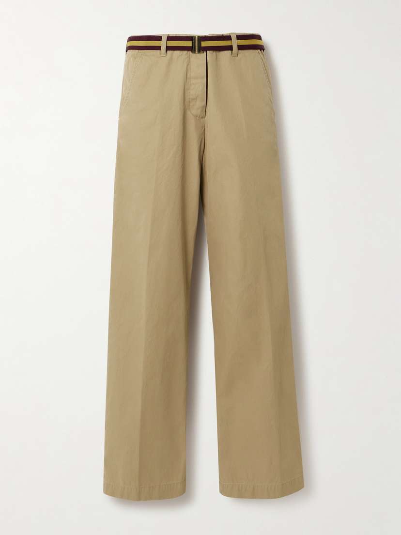 Dries Van Noten Belted Cotton-twill Straight-leg Pants