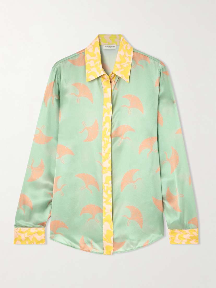 Dries Van Noten Printed Silk-blend Satin Shirt