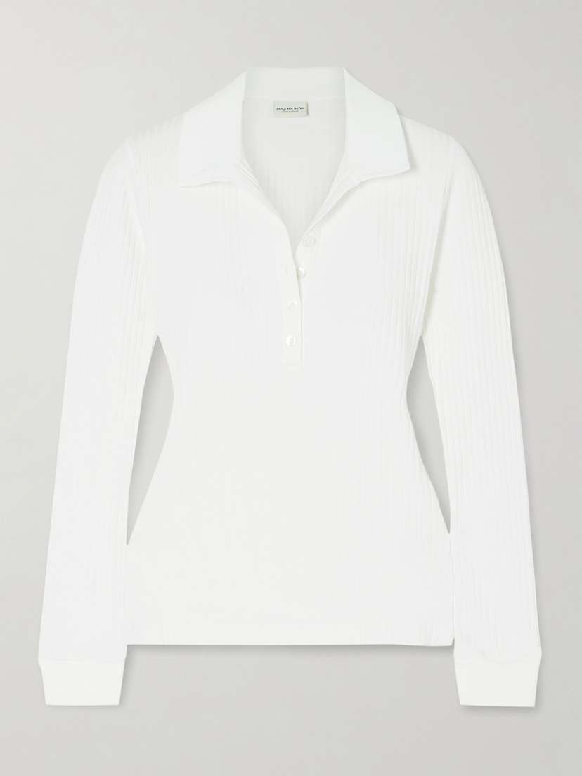 Dries Van Noten Ribbed Stretch-jersey Polo Top