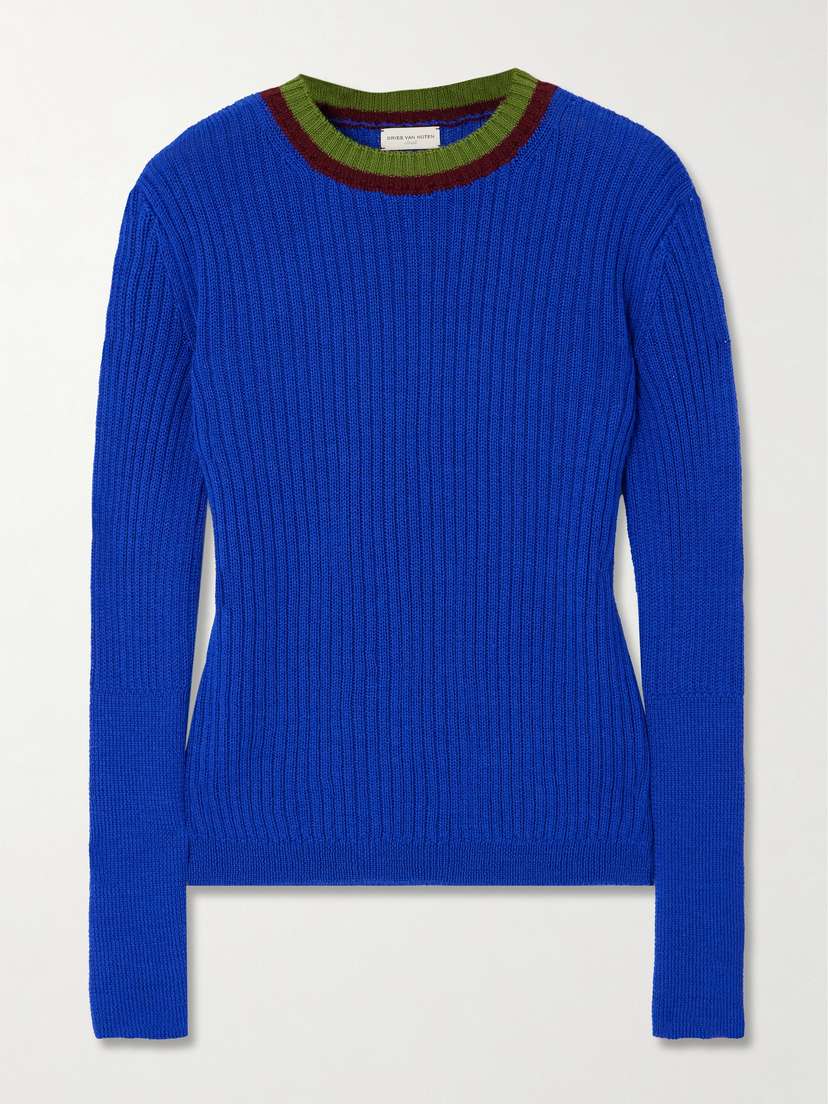 Dries Van Noten Striped Ribbed Wool-blend Sweater