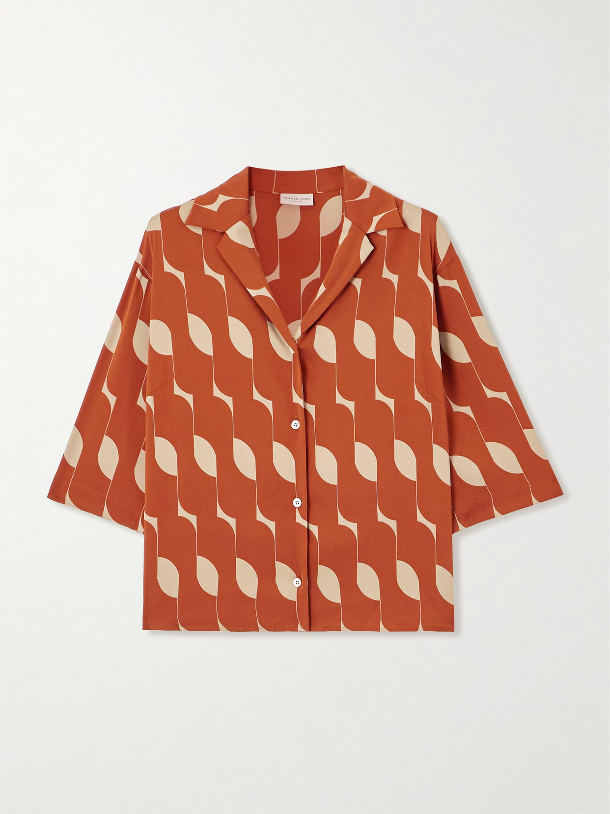 Dries Van Noten Printed Silk-blend Shirt In Orange