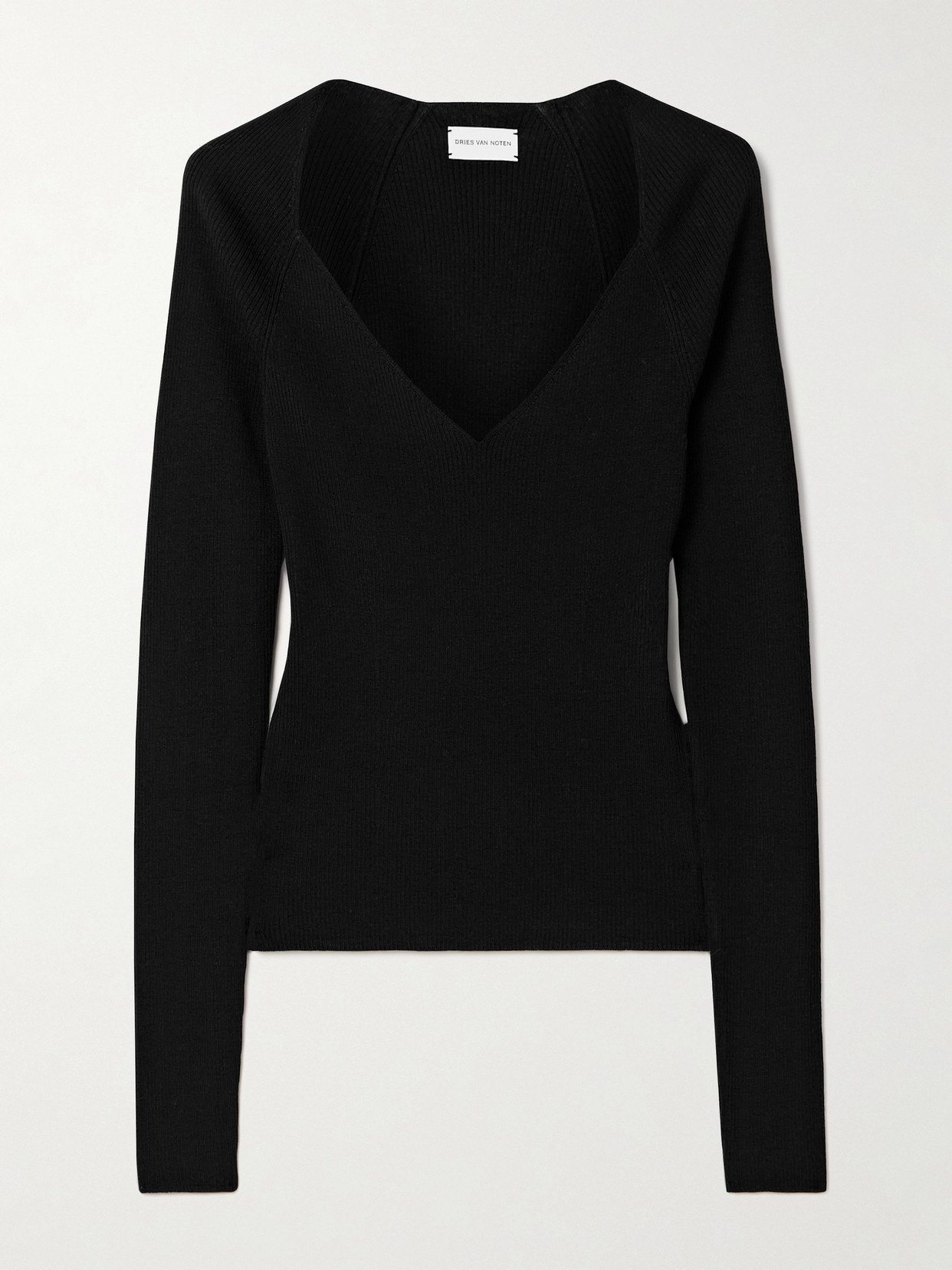 Dries Van Noten Ribbed Merino Wool Jumper In Black