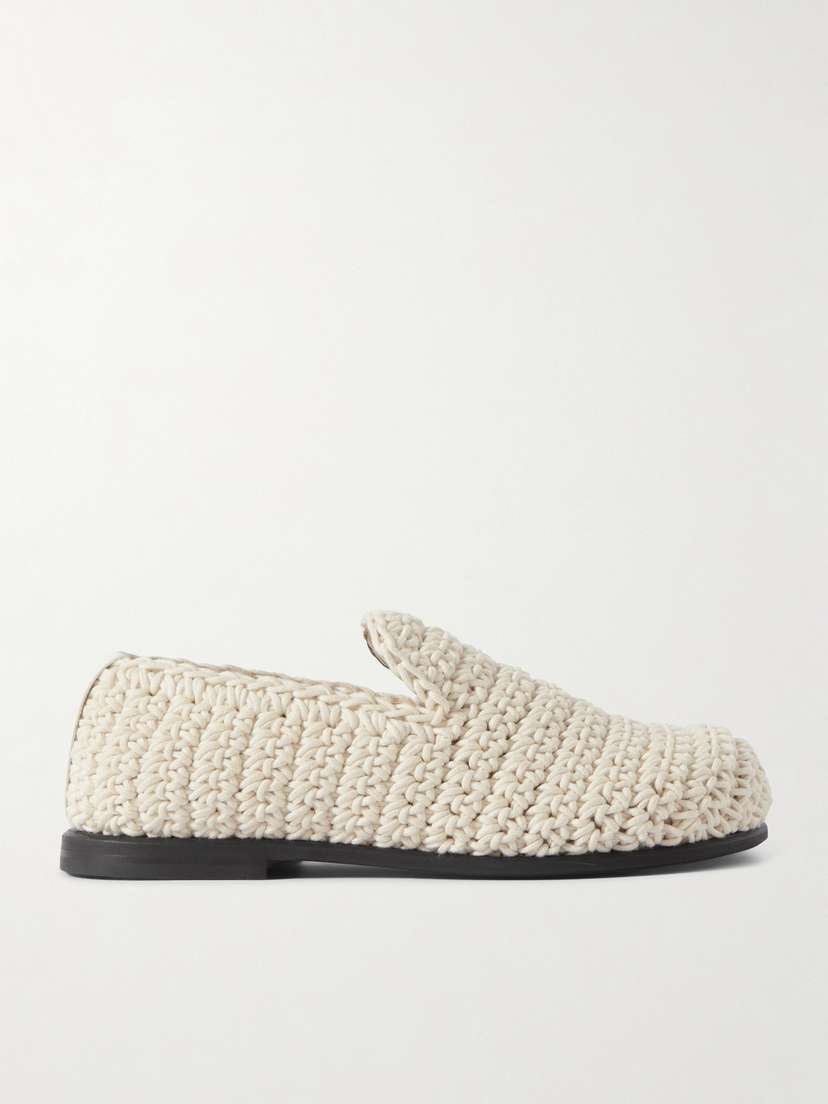 JW Anderson Crocheted Leather-trimmed Cotton Loafers