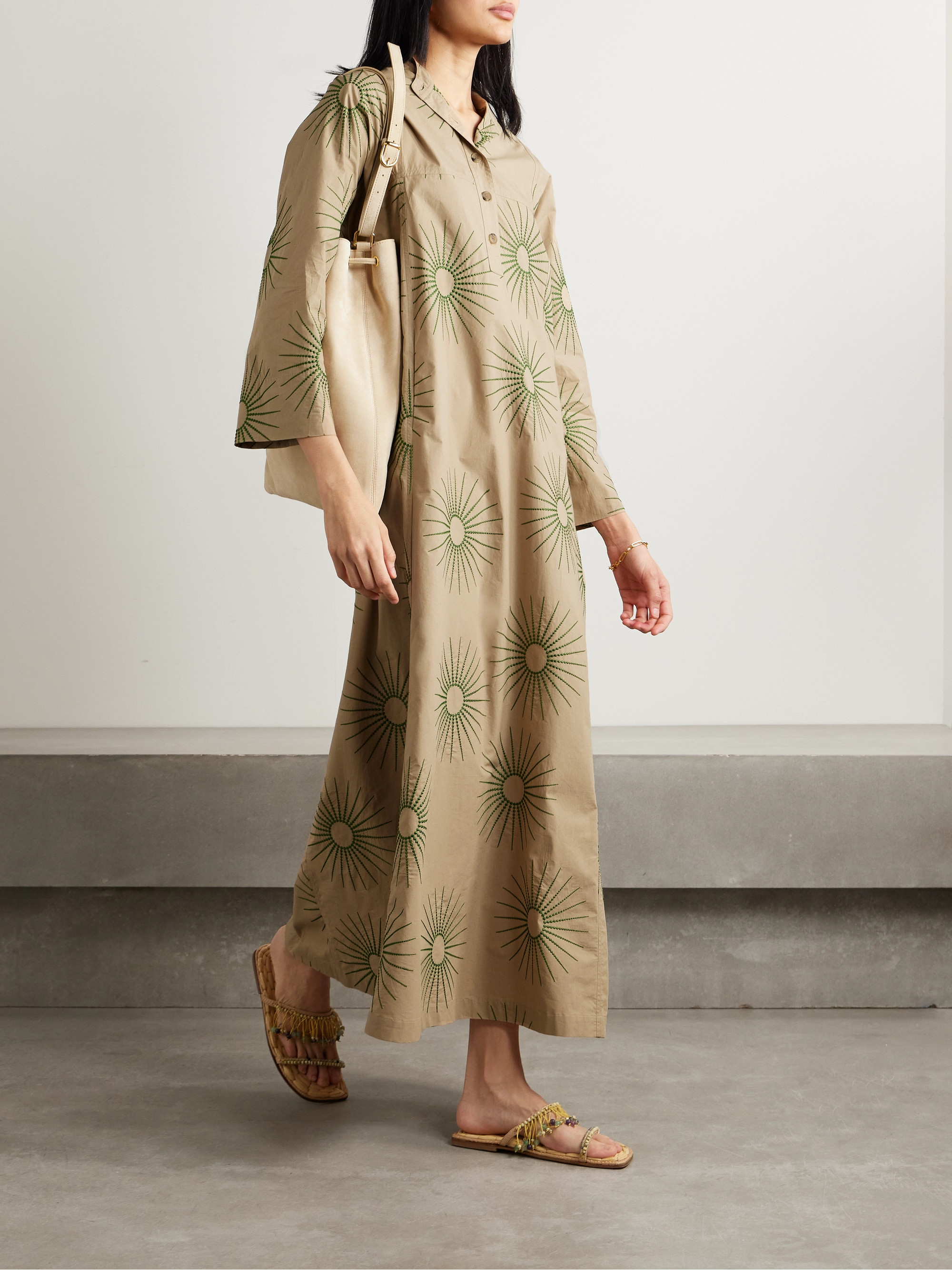 Dries Van Noten Embroidered cotton-poplin maxi dress