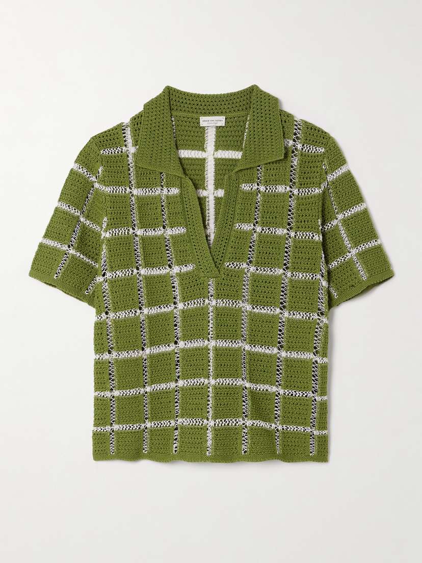 Dries Van Noten Crocheted Cotton Polo Shirt