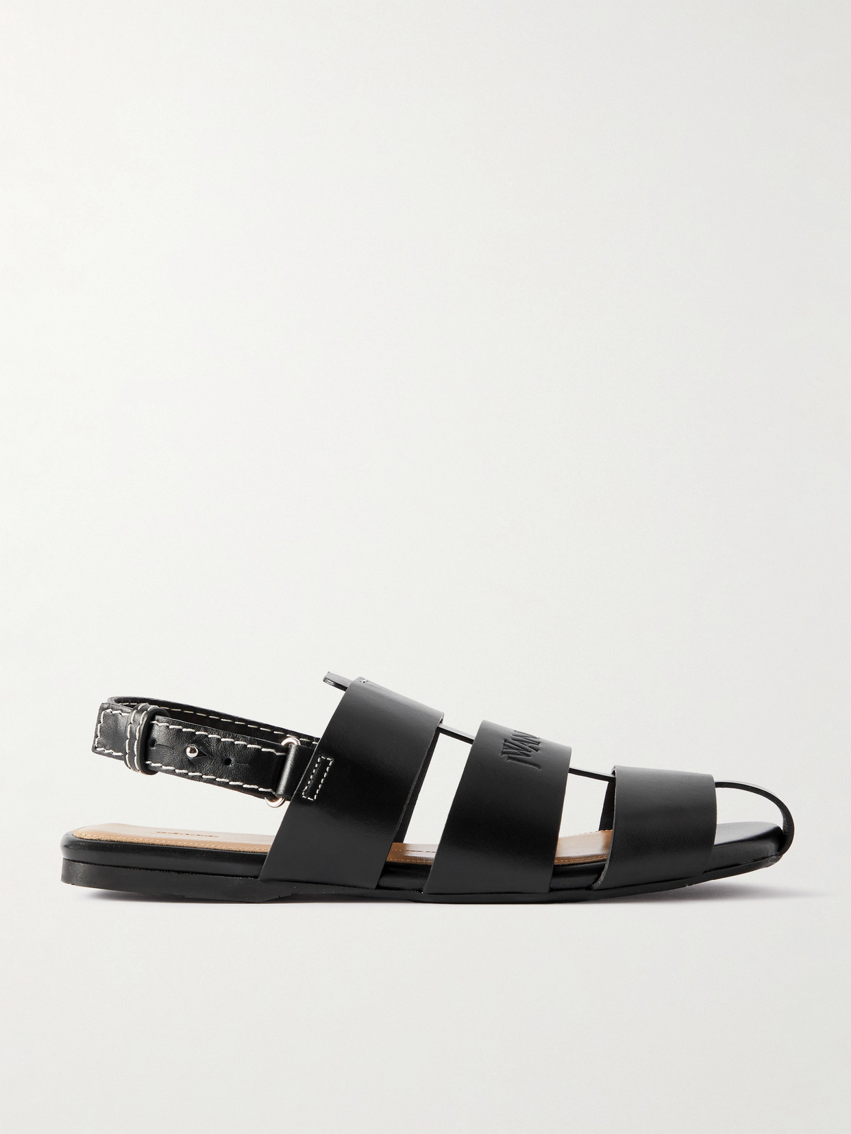 Shop Jw Anderson Fisherman Embossed Leather Sandals In Black