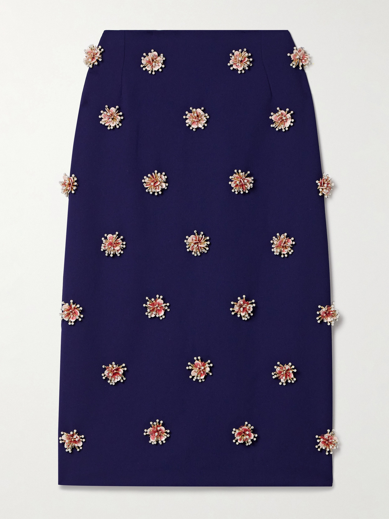 Dries Van Noten - Appliquéd Crepe Midi Skirt - Blue