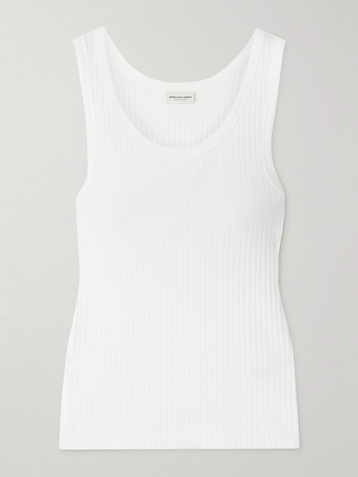 Dries Van Noten Ribbed Cotton And Modal-blend Jersey Tank In White