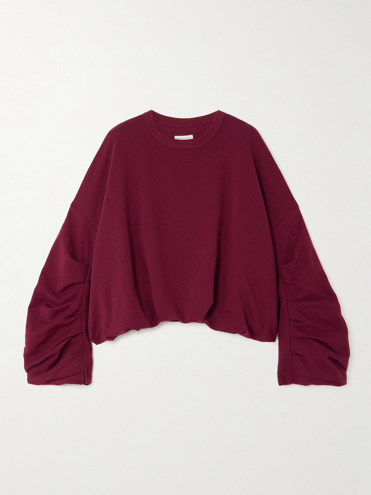 Dries Van Noten Ruched Cropped Cotton-jersey Sweater - Red