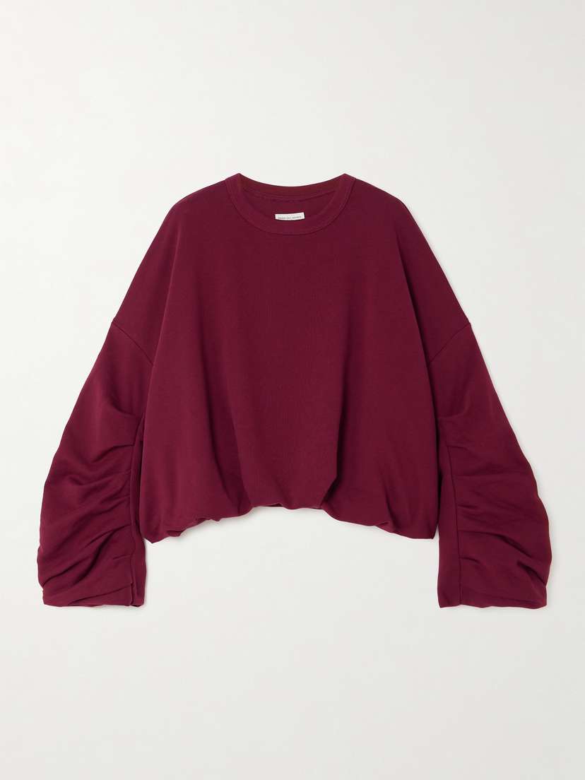 Dries Van Noten Ruched Cropped Cotton-jersey Sweater